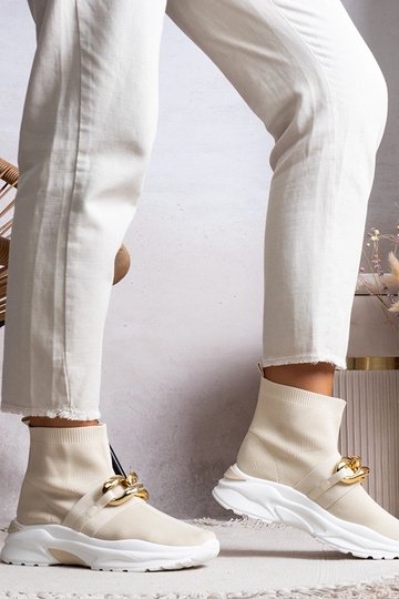 Sneakers con catena beige...