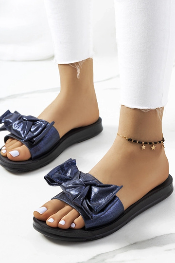 Infradito blu navy con fiocco lucido Sora