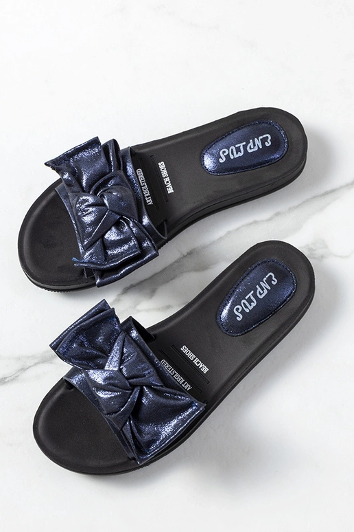 Infradito blu navy con fiocco lucido...