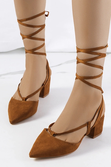 Scarpe con lacci Victoris marroni con tacco a blocco
