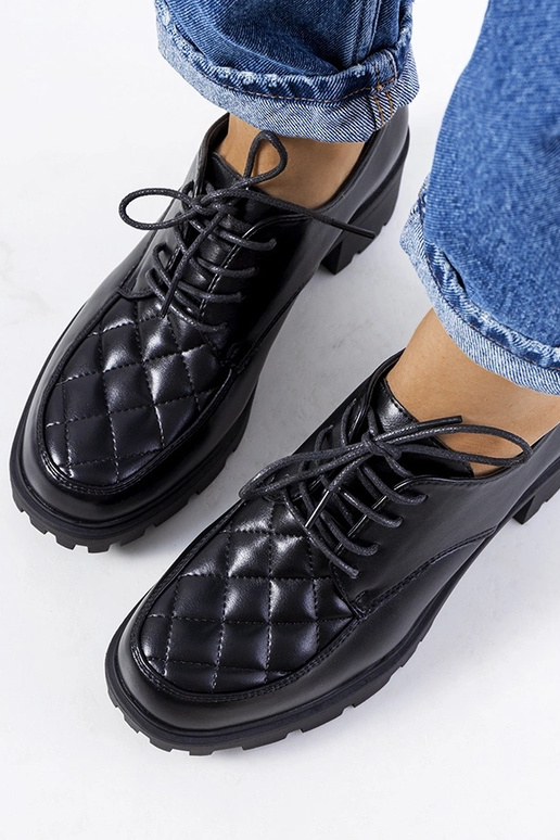 Stivaletti neri con tacco spesso,...