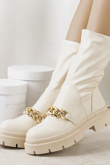 Stivaletti beige con suola...