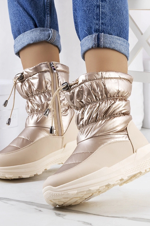 Stivali invernali dorati con zip,...