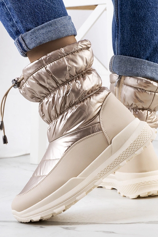 Stivali invernali dorati con zip,...