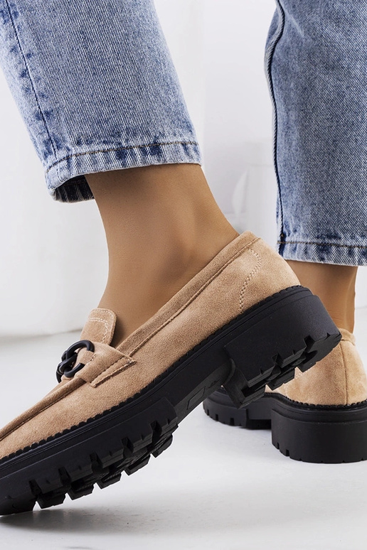 Mocassini color sabbia con suola da...