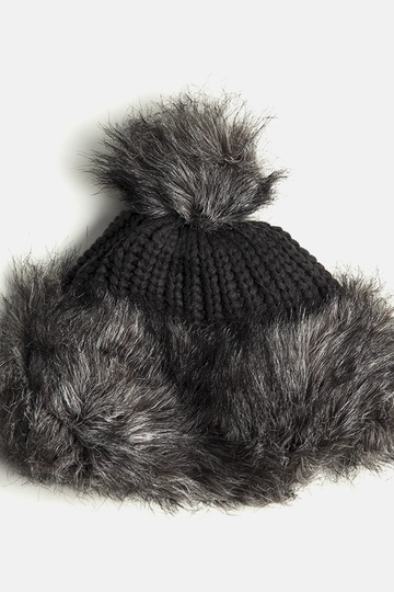 Cappello con pompon grigio...