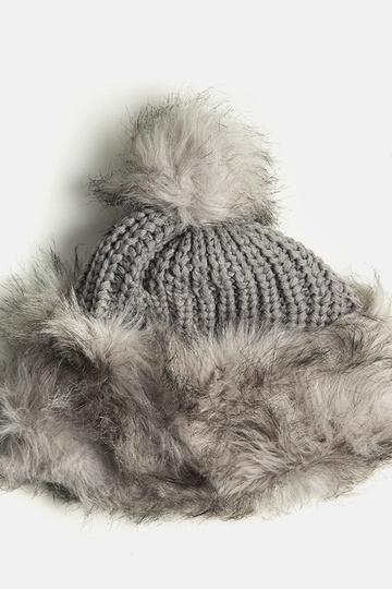 Cappello con pompon Leola grigio chiaro