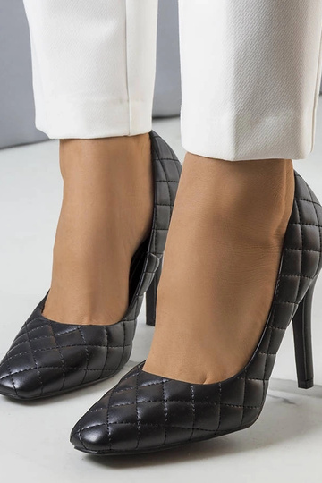 Tacco trapuntato nero Nadelia