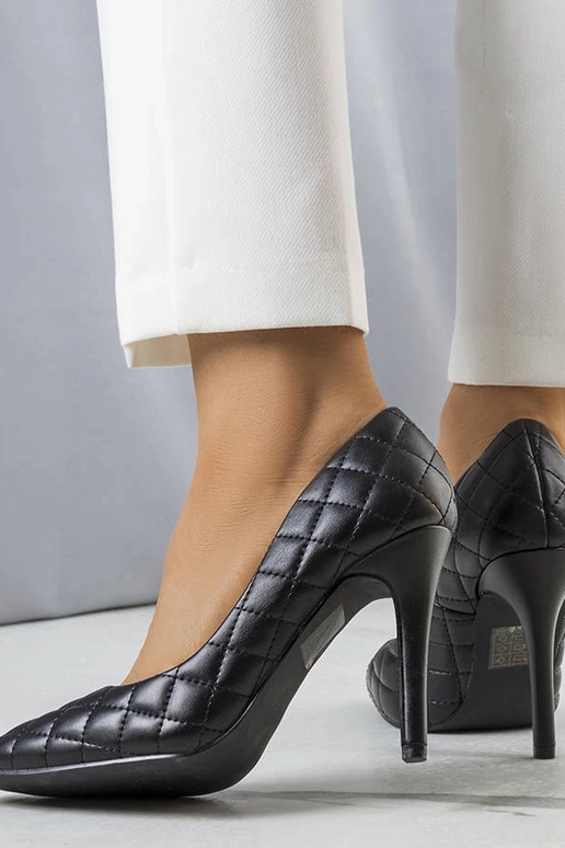 Tacco trapuntato nero Nadelia