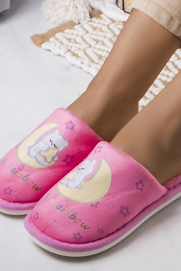 Pantofole morbide rosa luna arcobaleno