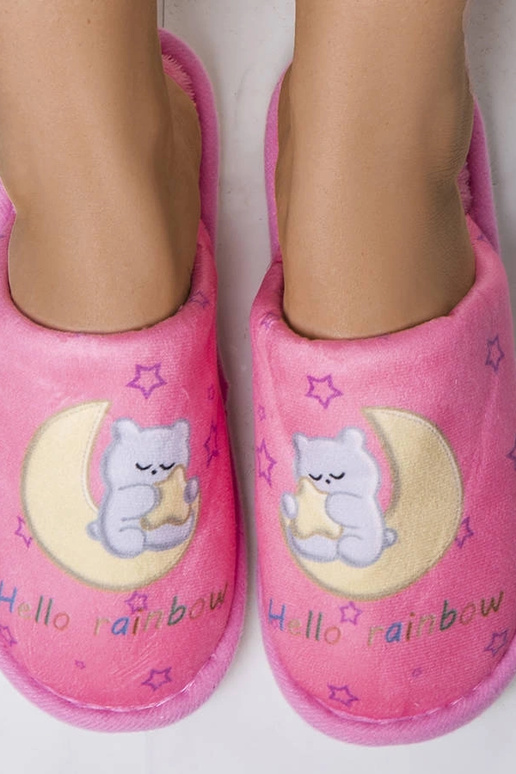 Pantofole morbide rosa luna arcobaleno