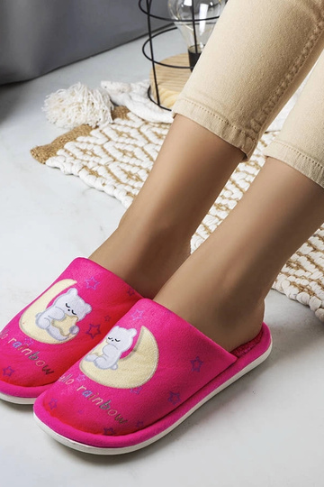 Pantofole rosa neon morbide arcobaleno luna