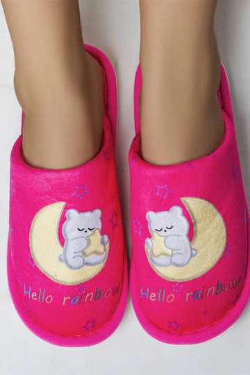 Pantofole rosa neon morbide arcobaleno luna 2