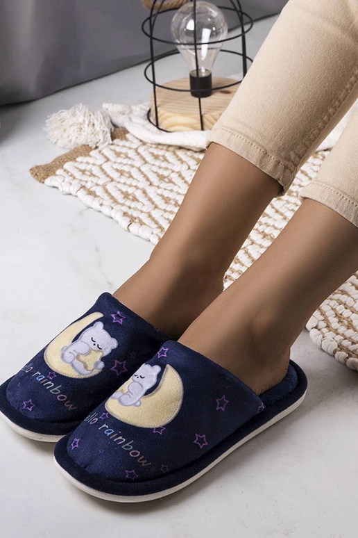 Pantofole morbide blu navy con luna...