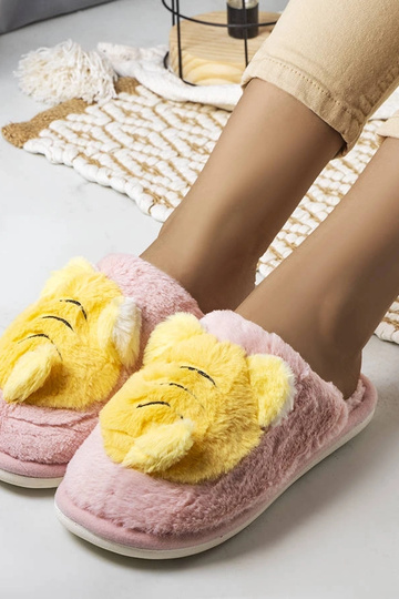 Pantofole morbide rosa e gialle Bee