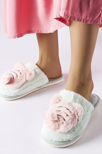 Pantofole morbide verde ape e rosa