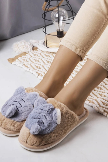 Pantofole morbide Bee beige e grigie
