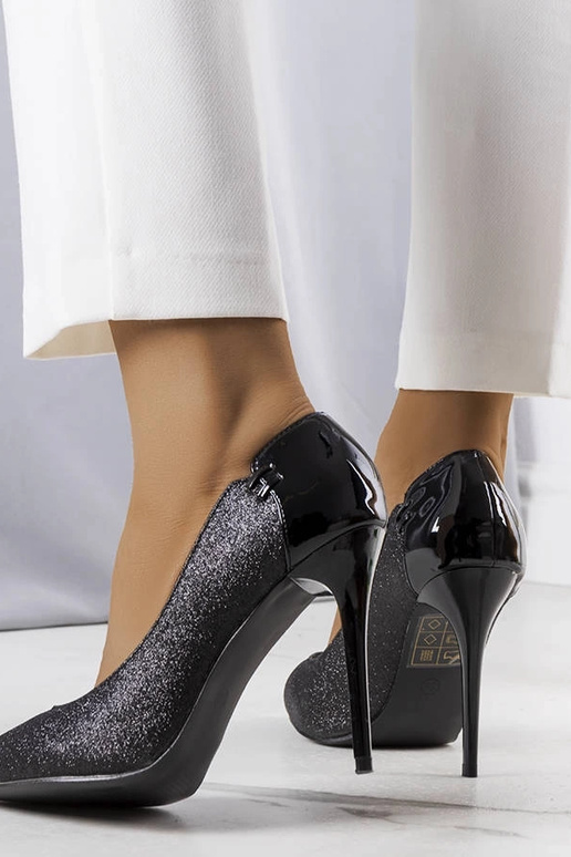 Décolleté Naina nere glitterate