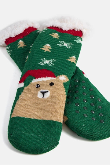 Calzini caldi verdi con Teddy Bear Challi 2