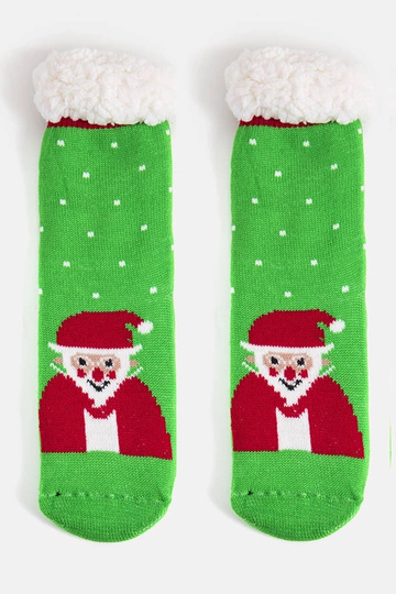 Calze invernali verdi con Babbo Natale, "Challi"