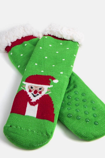 Calze invernali verdi con Babbo Natale, "Challi" 2