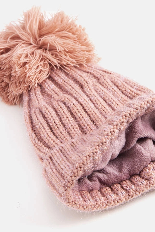 Cappello con pompon rosa Karloti