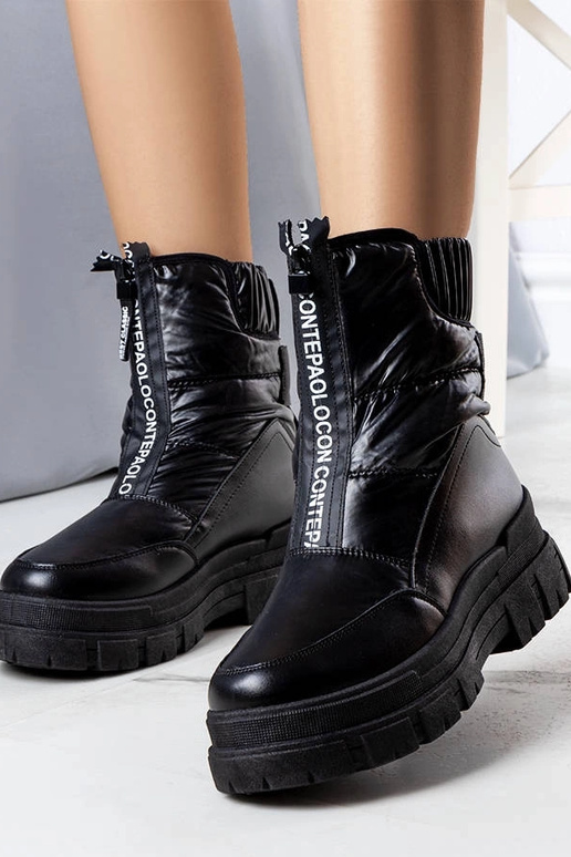 Stivali invernali neri trapuntati,...