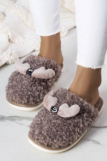 Pantofole marroni con pelliccia Rosny
