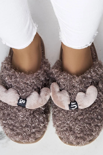 Pantofole marroni con pelliccia Rosny 2