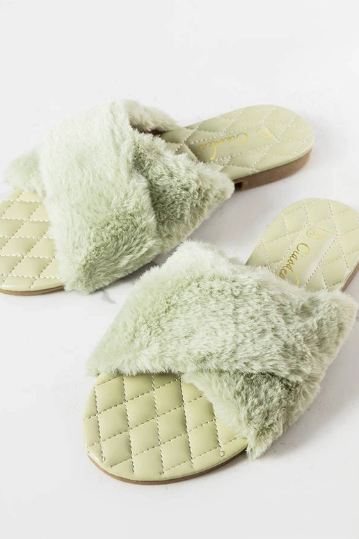 Infradito verdi con pelliccia Karsyn