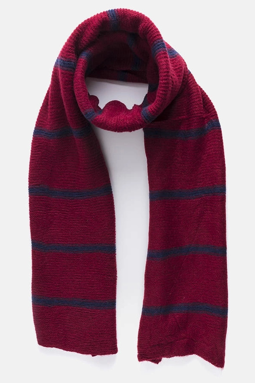Sciarpa bordeaux con strisce blu navy...