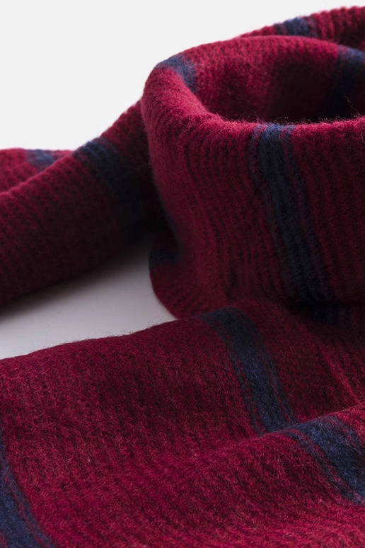 Sciarpa bordeaux con strisce blu navy...