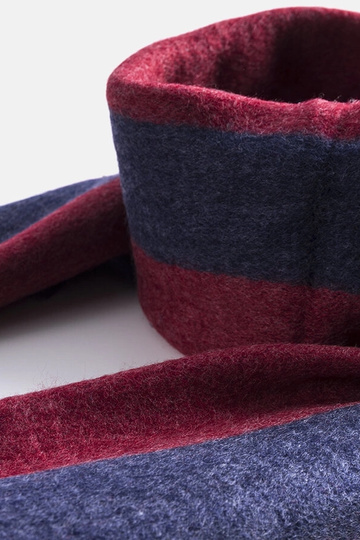 Sciarpa blu navy e rossa con frange Lana 2