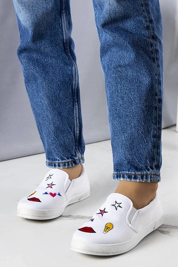 Sneakers in tessuto bianco con toppe Anais