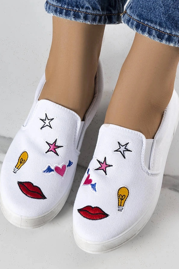 Sneakers in tessuto bianco con toppe Anais 2