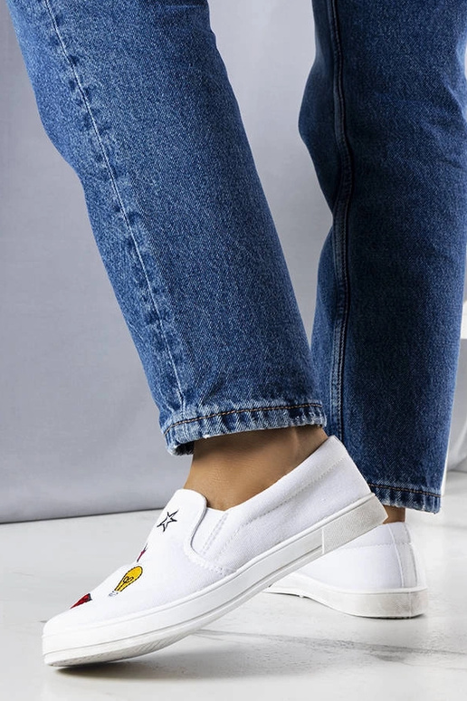 Sneakers in tessuto bianco con toppe...