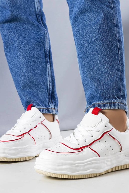 Sneakers bianche con inserti rossi...