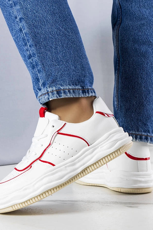 Sneakers bianche con inserti rossi...