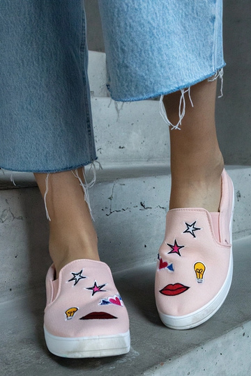 Sneakers in tessuto rosa con toppe Anais