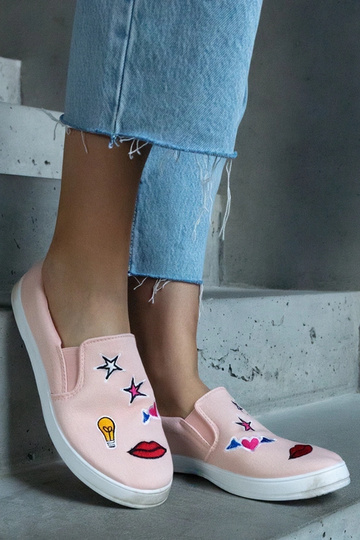 Sneakers in tessuto rosa con toppe Anais 2