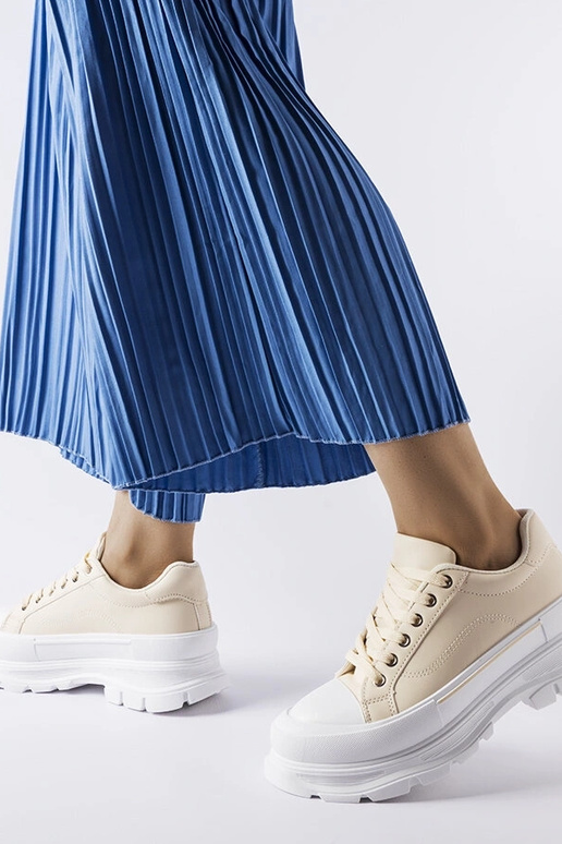 Sneakers beige con plateau alto Kari