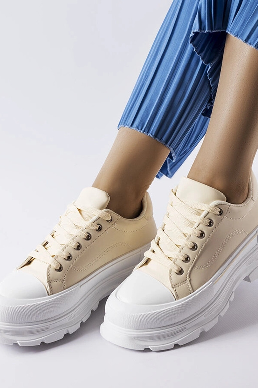 Sneakers beige con plateau alto Kari