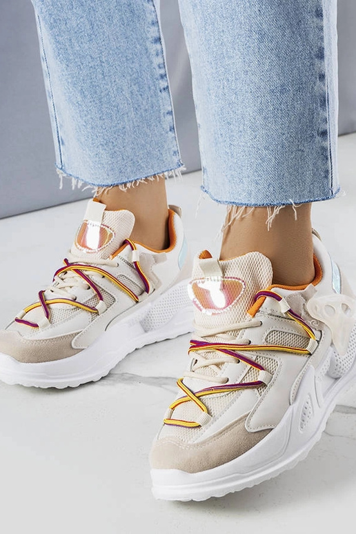 Sneakers Traci beige in materiale misto