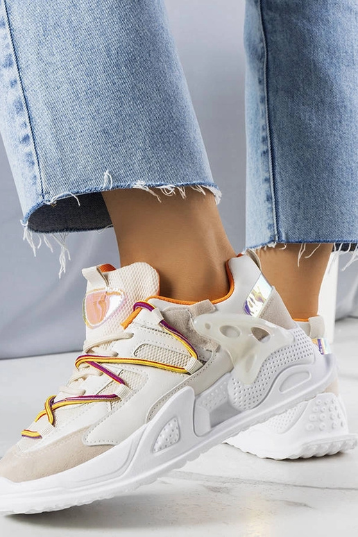 Sneakers Traci beige in materiale misto