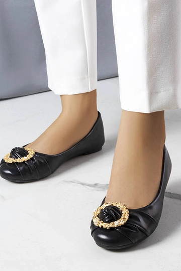 Ballerine nere con decoro oro Antoinette
