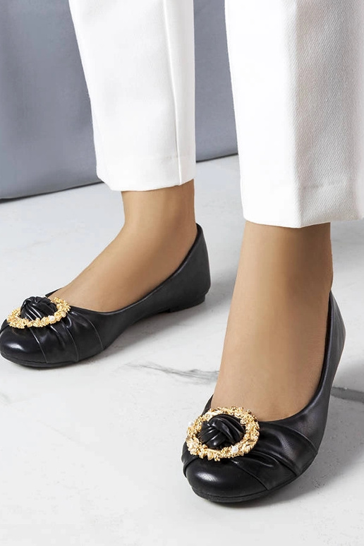 Ballerine nere con decoro oro Antoinette