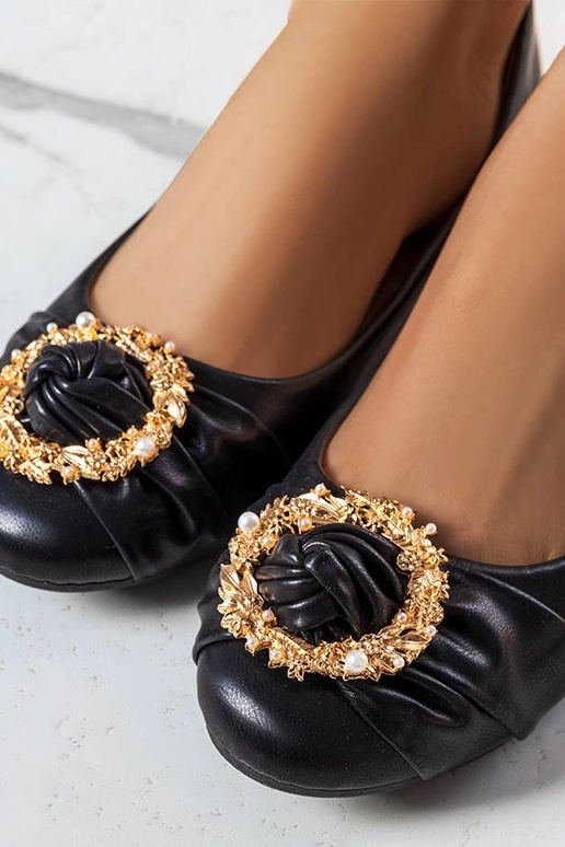 Ballerine nere con decoro oro Antoinette