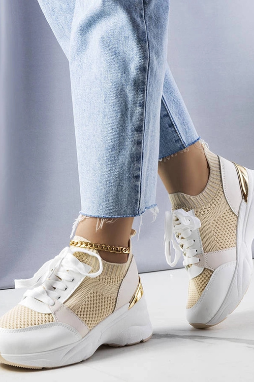 Sneakers beige con plateau Ann