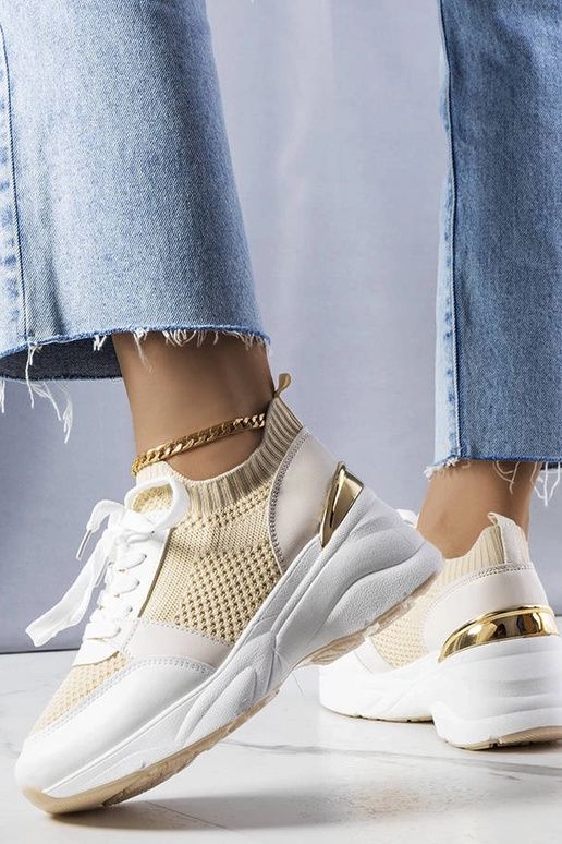 Sneakers beige con plateau Ann