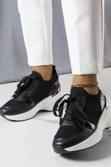 Scarpe sportive nere ant piattaforma, "Ann" 2